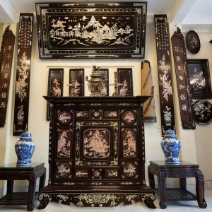 TỦ THỜ GỖ GỤ KHẢM ỐC { NHỊ THẬP TỨ HIẾU }