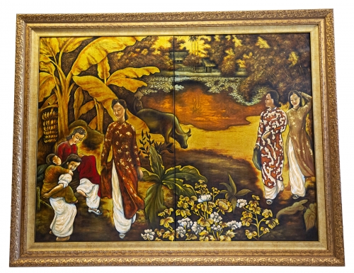 TRANH SƠN MÀI THẾP VÀNG {ms01}
