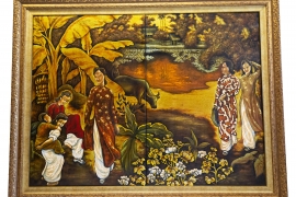 TRANH SƠN MÀI THẾP VÀNG {ms01}