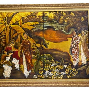 TRANH SƠN MÀI THẾP VÀNG {ms01}