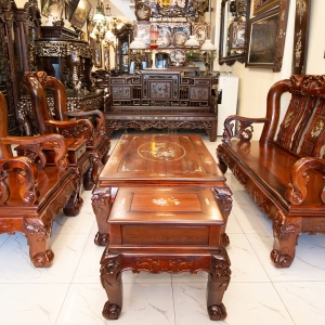 BỘ BÀN GHẾ TAY 16 GỖ CẨM 6 MÓN CHẠM ĐÀO CỰC VIP
