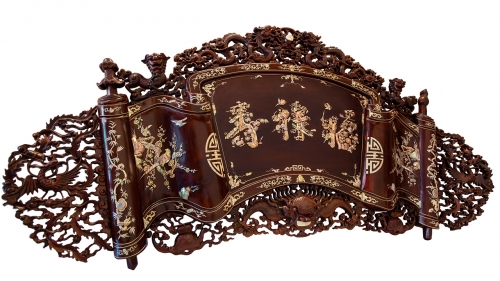 Cuốn Thư Gỗ Cẩm Lai - Khảm Ốc Nổi Độc Đáo - Chế Tác Bởi Những Nghệ Nhân Huế (Rất Hiếm, Đáng Sưu Tầm)