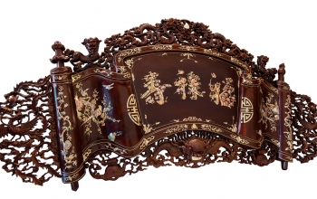 Cuốn Thư Gỗ Cẩm Lai - Khảm Ốc Nổi Độc Đáo - Chế Tác Bởi Những Nghệ Nhân Huế (Rất Hiếm, Đáng Sưu Tầm)