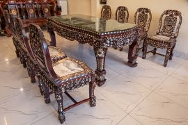 MẪU BÀN ĂN GỖ CẨM LAI KHẢM ỐC ĐẸP