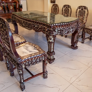 MẪU BÀN ĂN GỖ CẨM LAI KHẢM ỐC ĐẸP