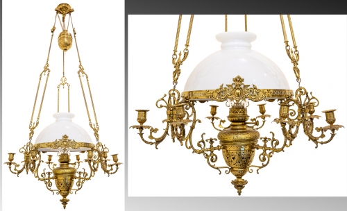 ĐÈN 3 DÂY CỦA PHÁP CHÓA SỨ TRẮNG ( Chóa 40 cm )