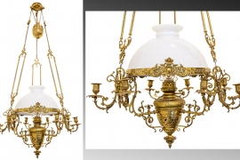 ĐÈN 3 DÂY CỦA PHÁP CHÓA SỨ TRẮNG ( Chóa 40 cm )