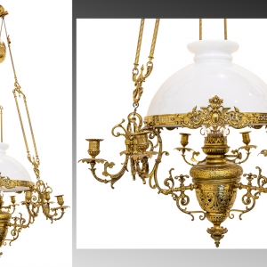 ĐÈN 3 DÂY CỦA PHÁP CHÓA SỨ TRẮNG ( Chóa 40 cm )