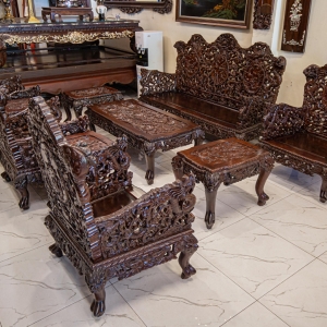 BỘ BÀN GHẾ CHẠM TỨ LINH GỖ TRẮC,GỖ CẨM LAI VIỆT { RẤT HIẾM GẶP }