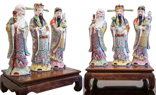 TƯỢNG GỐM SỨ PHÚC - LỘC - THỌ CAO 62CM