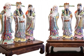 TƯỢNG GỐM SỨ PHÚC - LỘC - THỌ CAO 62CM