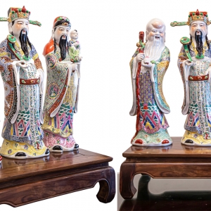 TƯỢNG GỐM SỨ PHÚC - LỘC - THỌ CAO 62CM