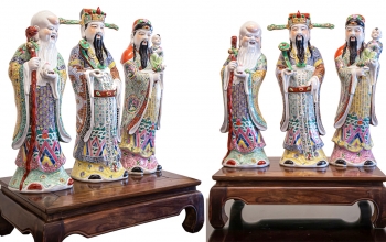TƯỢNG GỐM SỨ PHÚC - LỘC - THỌ CAO 62CM