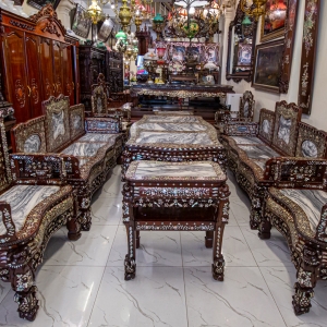BỘ TAM SƠN GỖ CẨM LAI 9 MÓN KHẢM ỐC