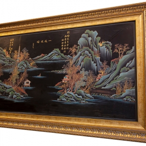 Tấm Tranh Sơn Mài Cổ Xịn Thiếp Vàng ( Thuận Buồm Xuôi Gió ) - Tranh Tàu Rất Hiếm