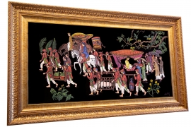 Tranh Sơn Mài Khắc Trũng  : Vinh Quy Bái Tổ - KT 60 cm x 120 cm