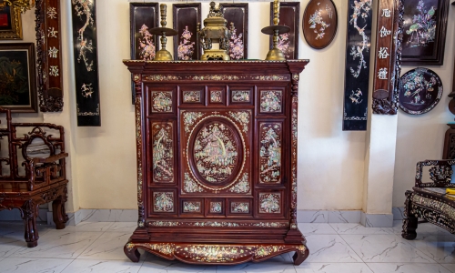 	TỦ THỜ GỖ CẨM KHẢM ỐC - TÍCH 