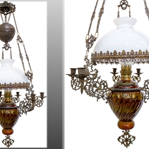 ĐÈN 3 DÂY CỦA PHÁP CHÓA TRẮNG - TÍCH NGƯ ÔNG ĐẮC LỢI - CHÓA 35 CM { MS 01 }