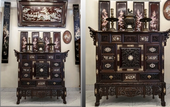 TỦ THỜ HUẾ ĐỤC CHẠM LONG - LÂN - QUY - PHỤNG TINH XẢO