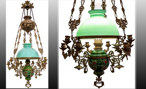 ĐÈN RỒNG 3 DÂY CỦA PHÁP CHÓA MÀU NGỌC BÍCH LOẠI NHỎ