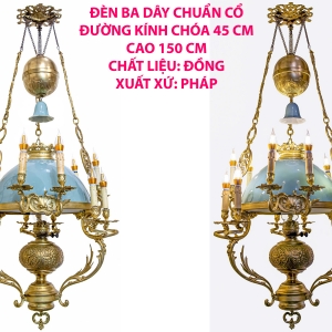Ngắm Báu Vật Của Các Gia Tộc Giàu Có Thời Xưa: Đèn Ba Dây Cổ Xịn Chóa 45cm – Hàng Hiếm Xuất Xứ Pháp!