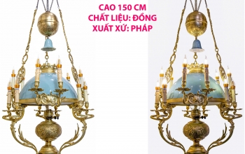 Ngắm Báu Vật Của Các Gia Tộc Giàu Có Thời Xưa: Đèn Ba Dây Cổ Xịn Chóa 45cm – Hàng Hiếm Xuất Xứ Pháp!