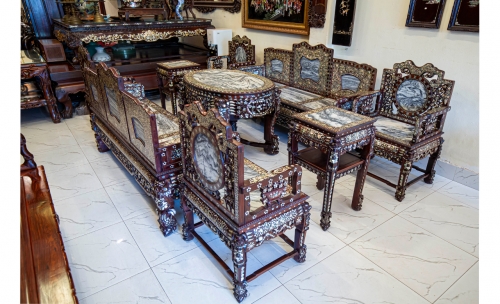 Bộ Bàn Ghế Gỗ Cẩm Lai Khảm Ốc Theo Lối Tàu - Sang Trọng Đẳng Cấp