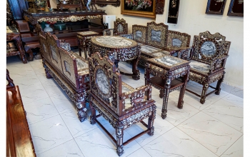 Bộ Bàn Ghế Gỗ Cẩm Lai Khảm Ốc Theo Lối Tàu - Sang Trọng Đẳng Cấp