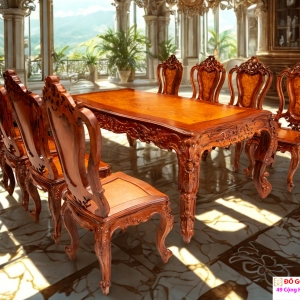 Bộ Bàn Ăn Gỗ Cẩm Nu Quý Hiếm - Phong Cách Pháp Sang Trọng
