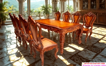 Bộ Bàn Ăn Gỗ Cẩm Nu Quý Hiếm - Phong Cách Pháp Sang Trọng