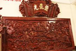 Cuốn thư gỗ Hương : Đức - Lưu - Quang chạm Mai Phụng Tinh Xảo Sắc Nét