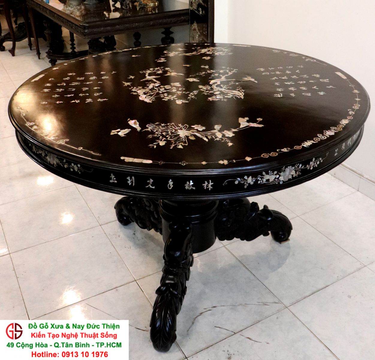 Bàn Cù Lá Cổ Khảm Ốc