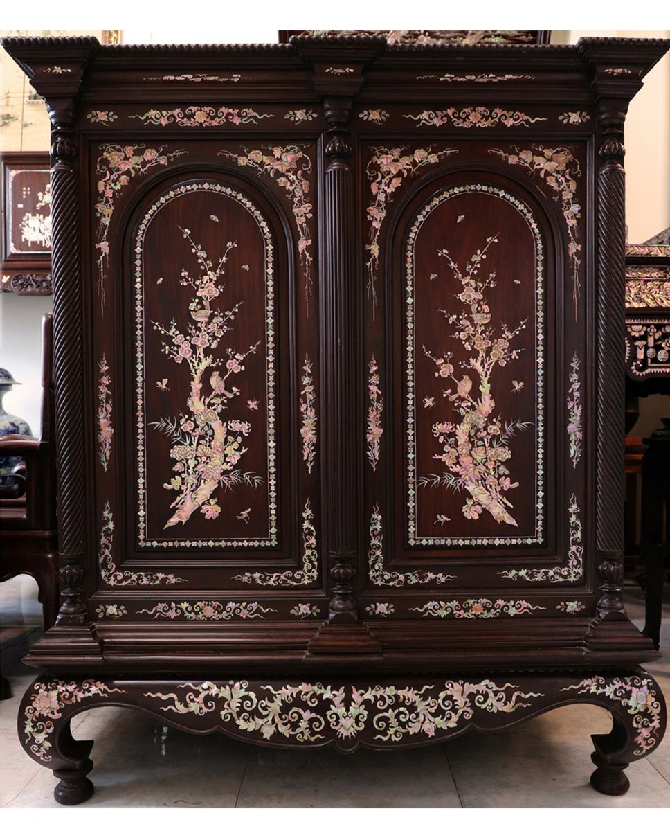 Tủ thờ Cổ Gỗ Trắc Khảm Ốc