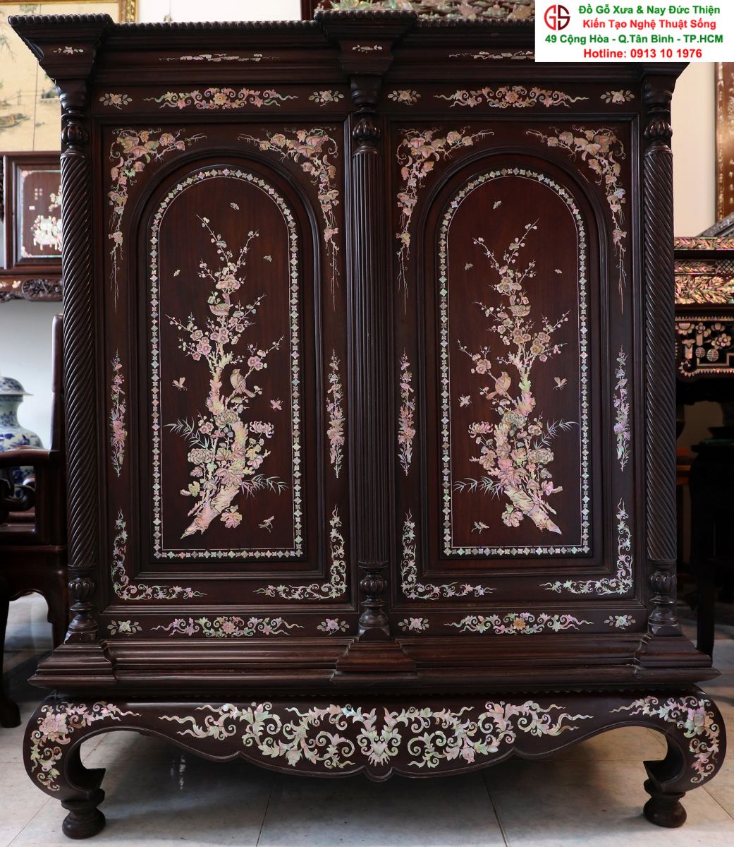 Nội Thất Tủ thờ Cổ Gỗ Trắc Khảm Ốc