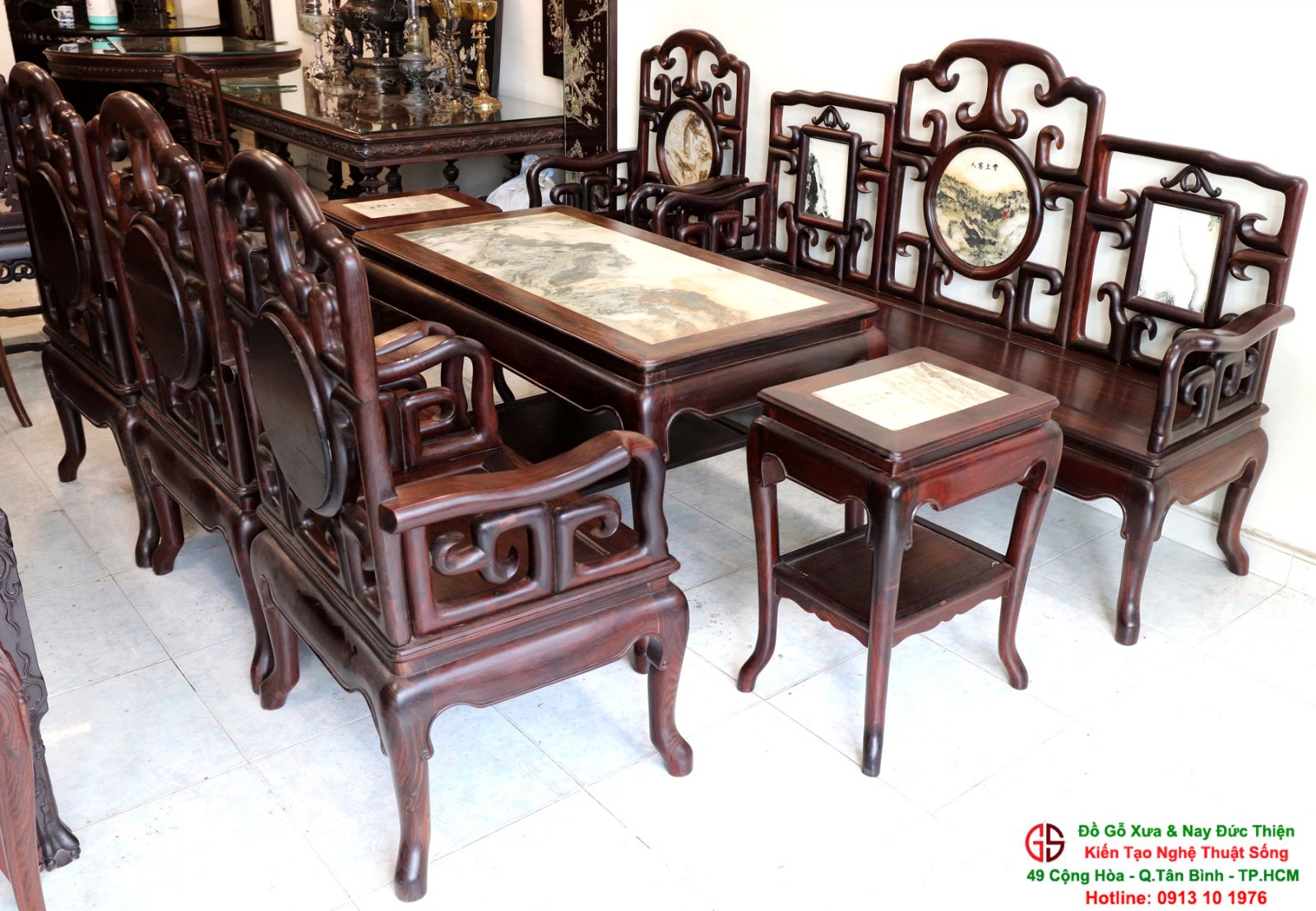 Bộ Bàn Móc 8 Món Gỗ Trắc