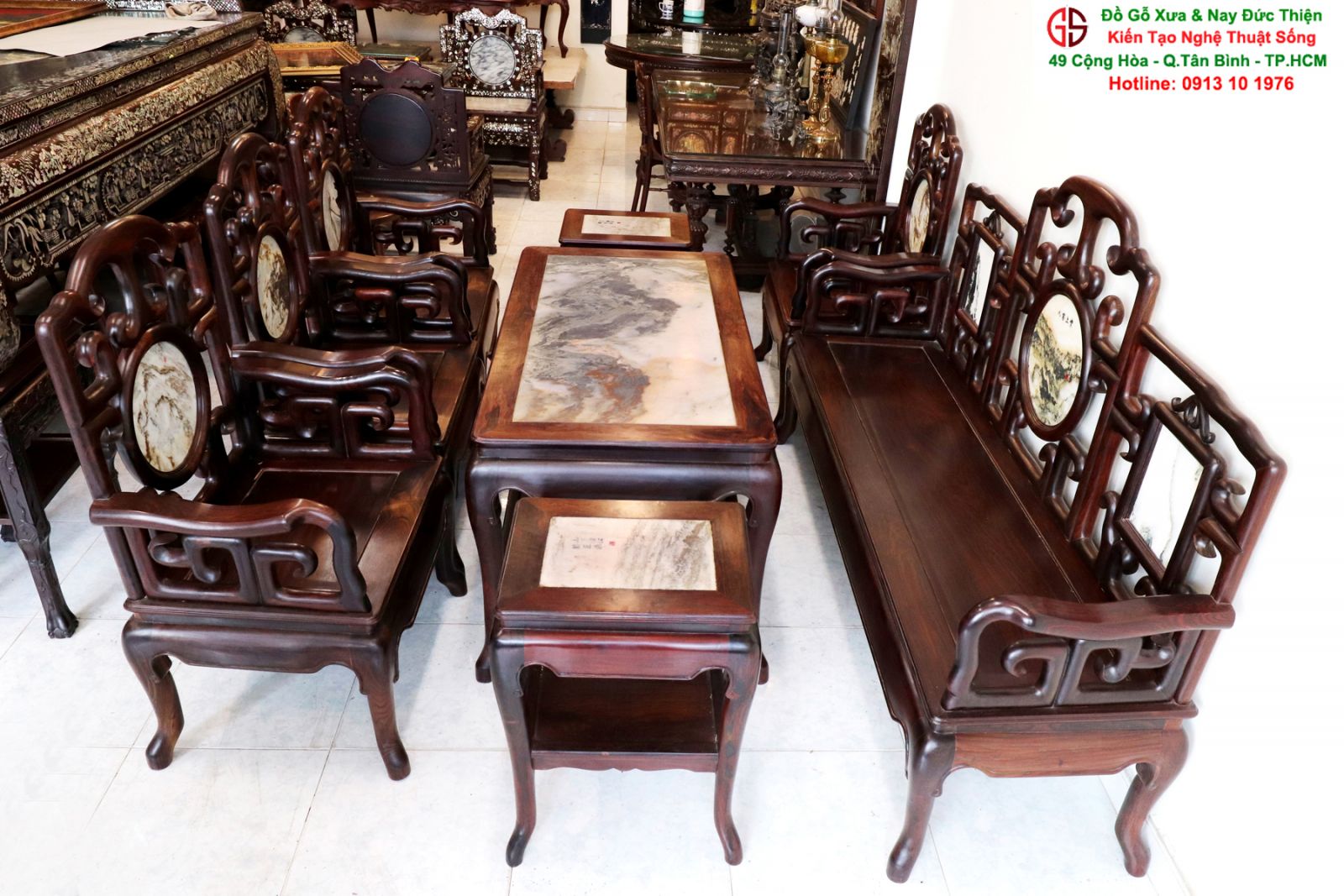 Bộ Bàn Móc 8 Món Gỗ Trắc Xưa