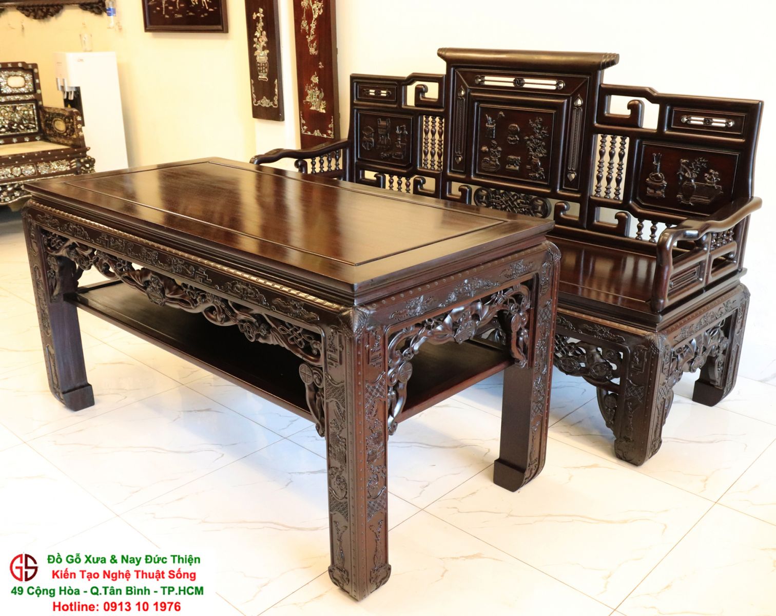 bộ trường kỷ huế chạm khắc đẹp
