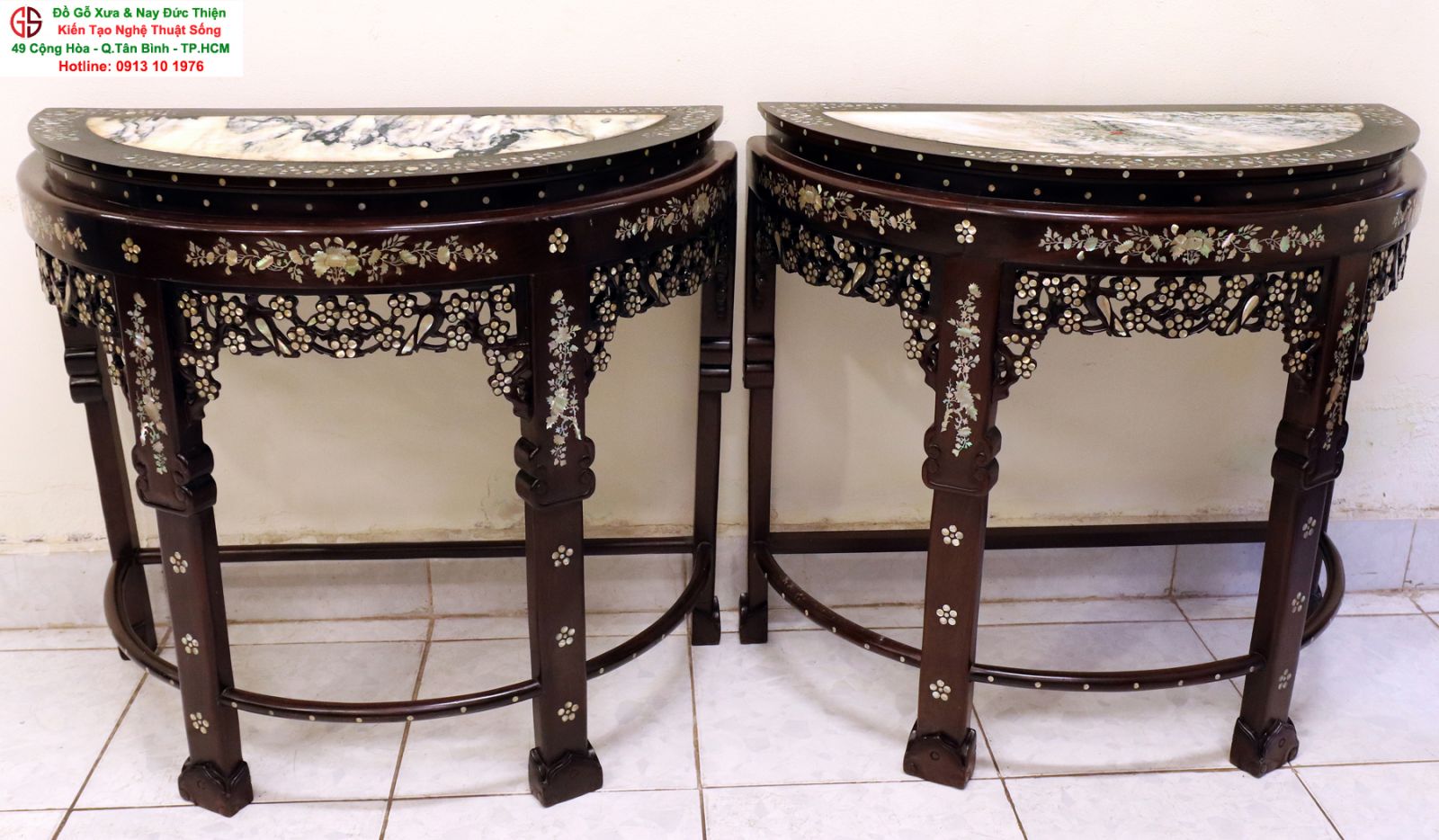 bàn bán nguyệt gỗ phòng khách