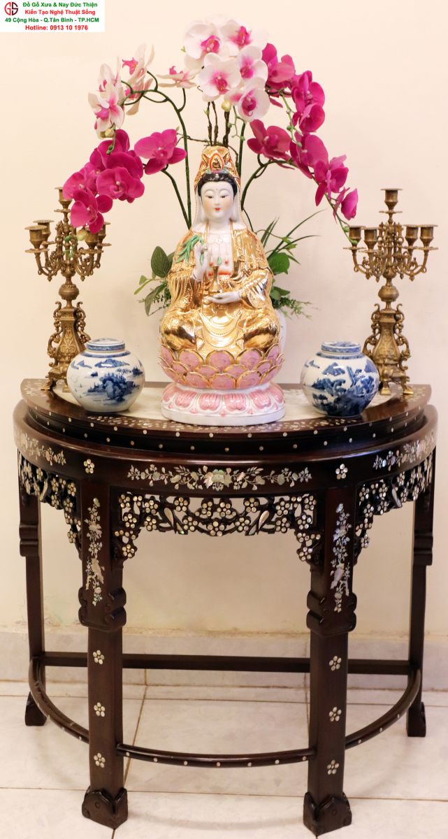 bàn bán nguyệt gỗ gụ