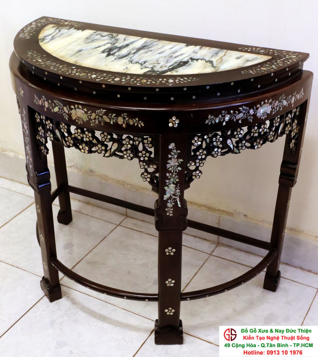 bàn bán nguyệt gỗ