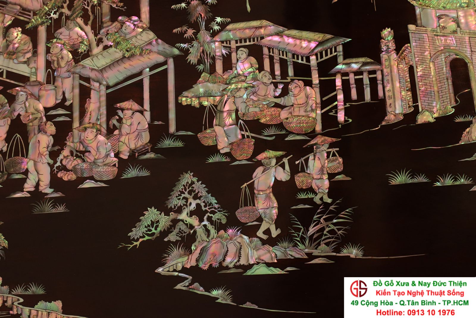 Tranh đồng quê khảm ốc