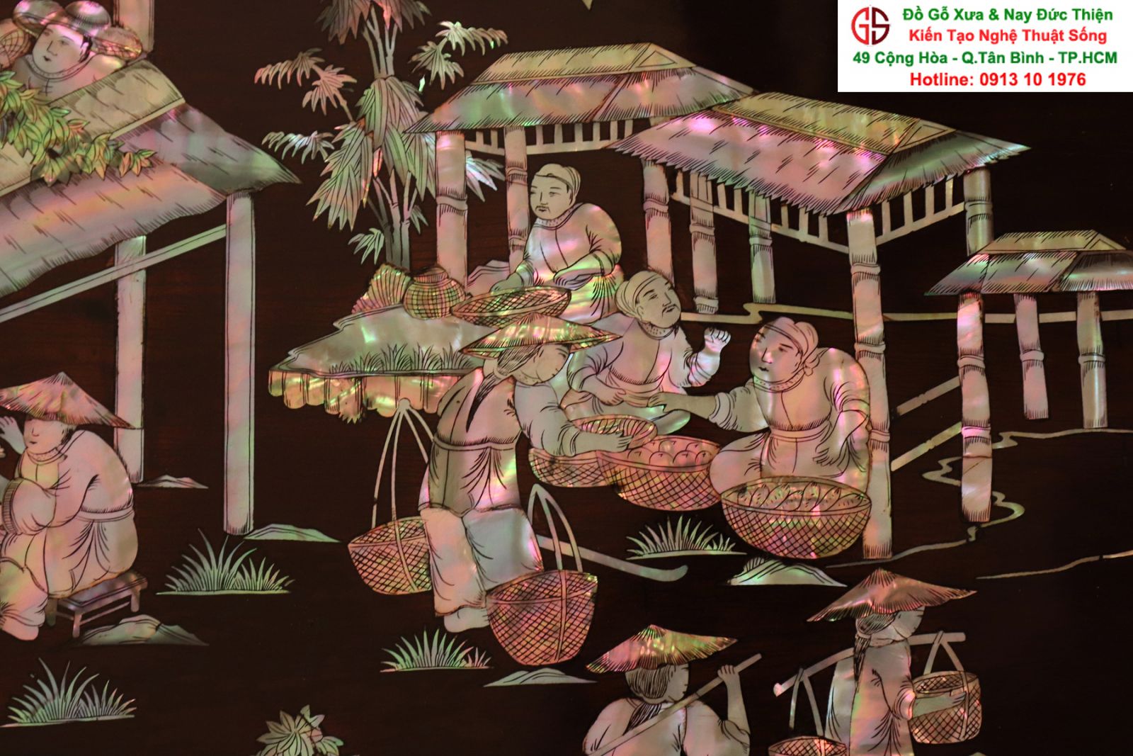 Tranh đồng quê khảm ốc