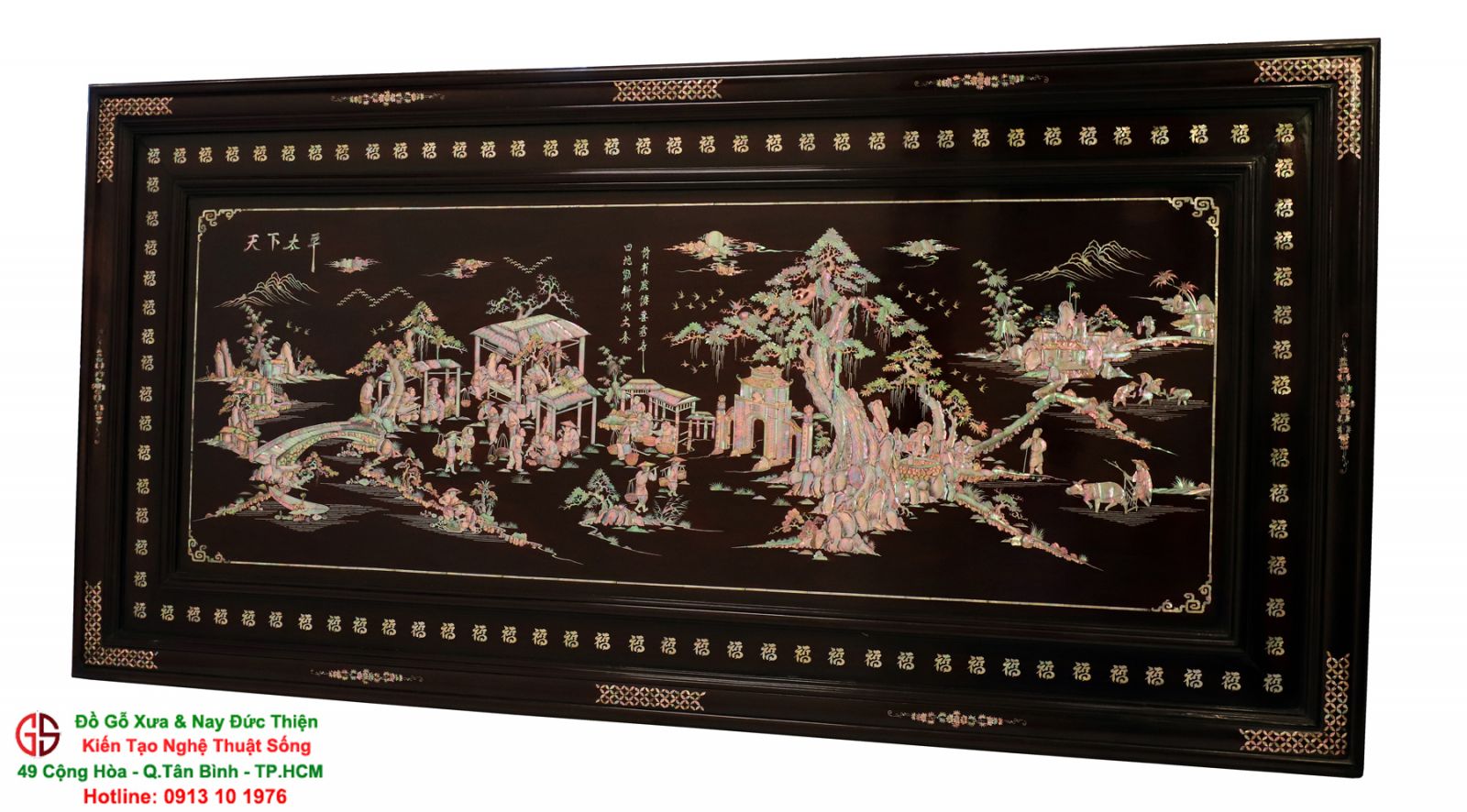 Tranh đồng quê khảm xà cừ