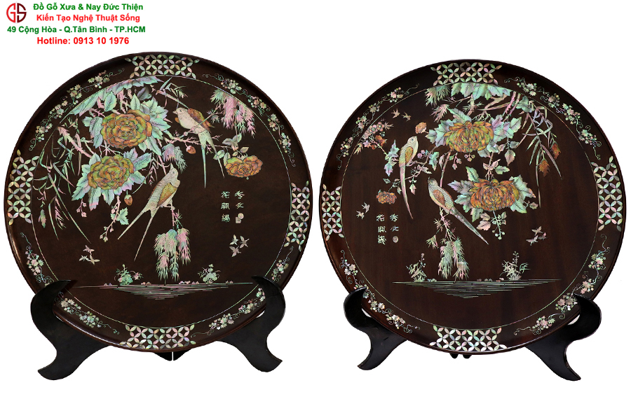 cặp đĩa khảm ốc đẹp