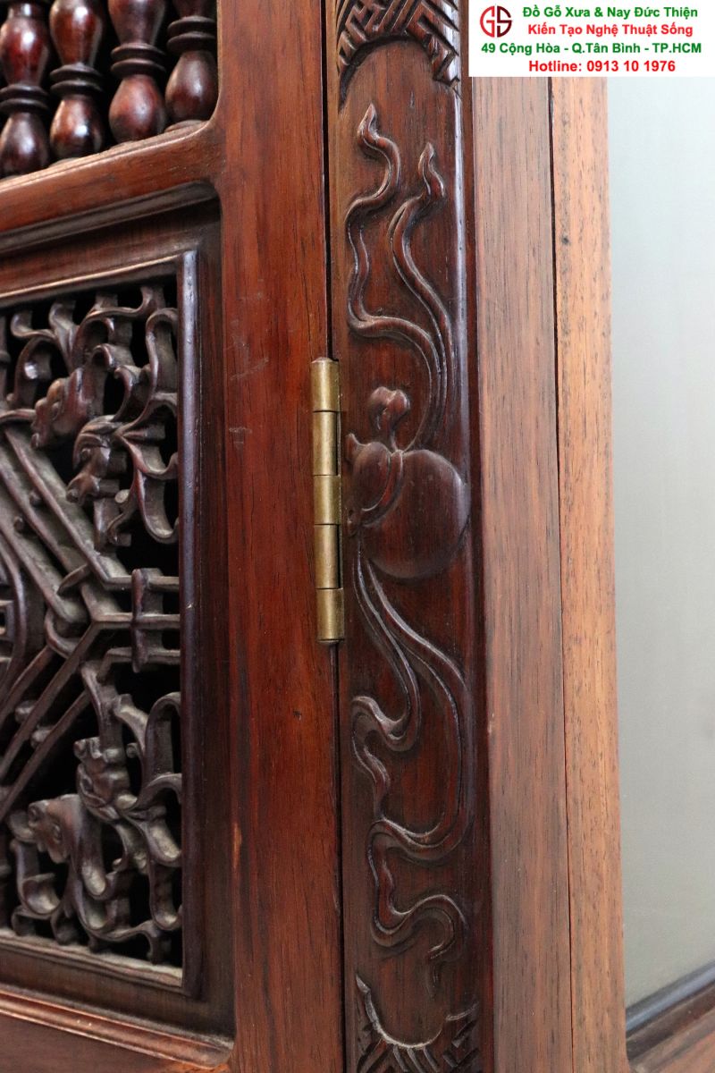 tủ sách gỗ gụ chạm khắc