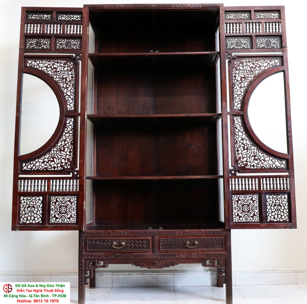 tủ sách gỗ chạm khắc đẹp