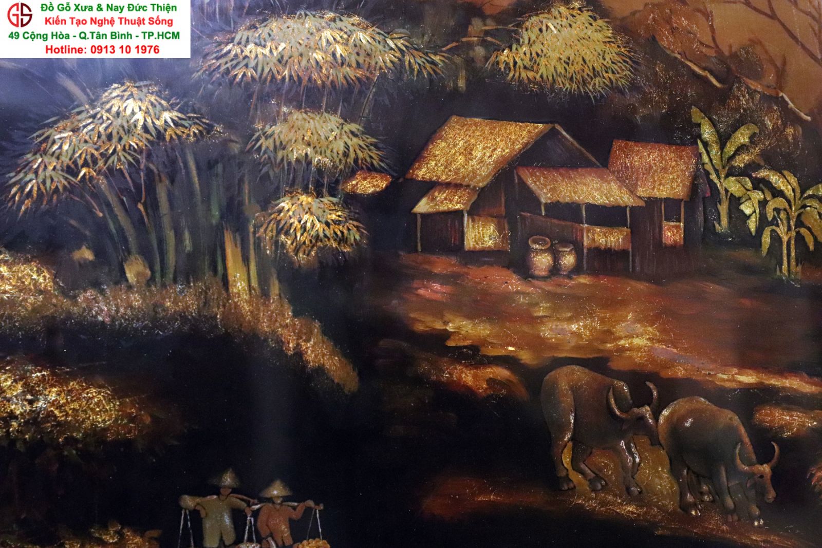 tranh sơn mài thếp vàng