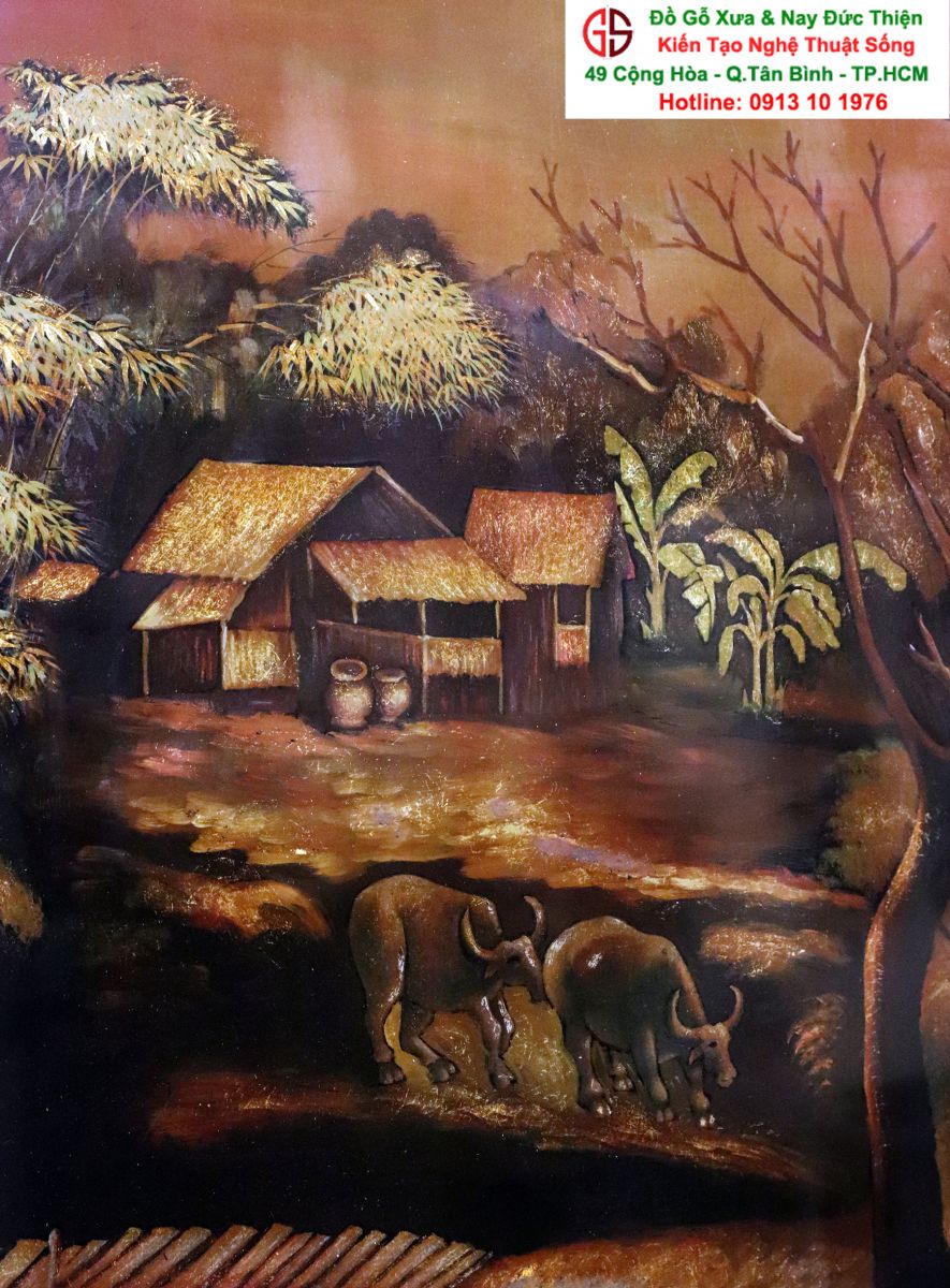 tranh sơn mài thếp vàng đẹp