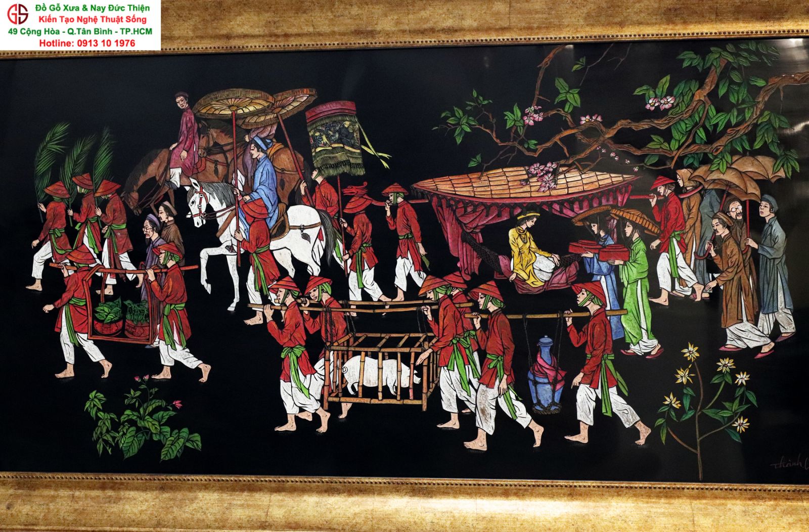 tranh sơn mài vu quy