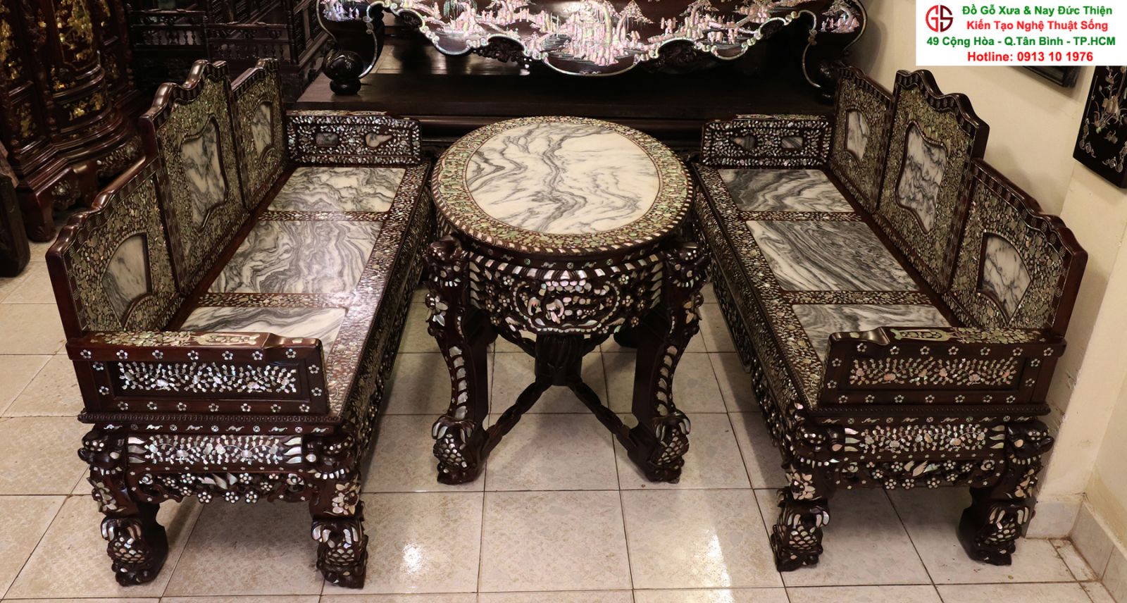 trường kỷ tam sơn gỗ cẩm